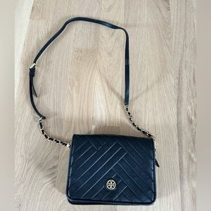 Tory Burch black quilted cross body bag